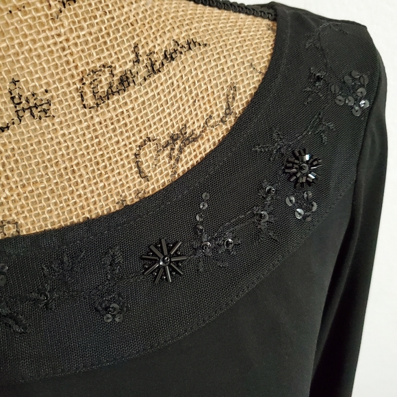 George black long sleeve bead sequin  embellished dressy top sz.Med. - Picture 2 of 6